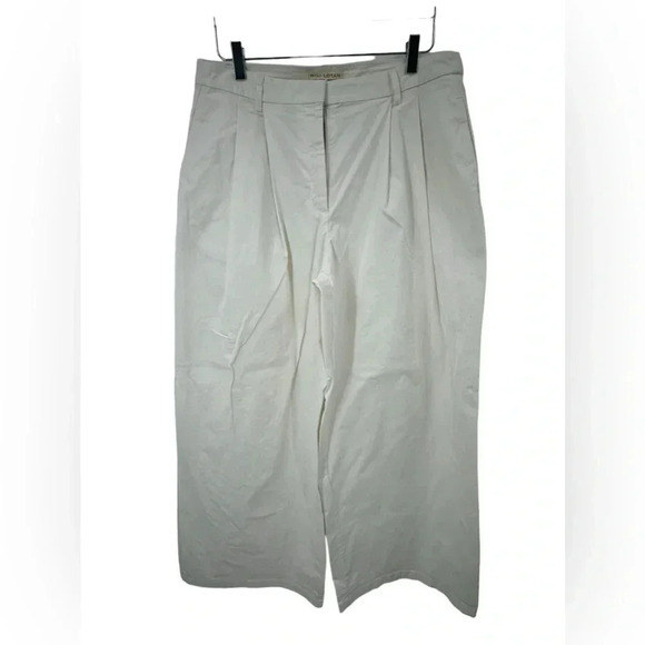 Nili Lotan Dillon Extra Wide-Leg Pants Women's White Size 12 B1024 - Picture 3 of 6